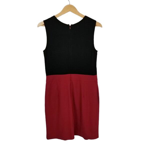 Theory Women's Daura Sleeveless Wool Sheath Dress Black Red Size 10 - Picture 4 of 8